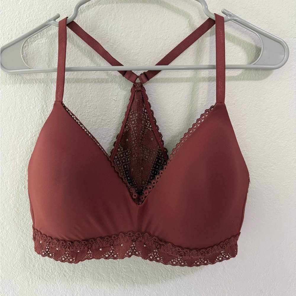 Aerie Burgundy Lace Racerback Bralette Bra 36C
